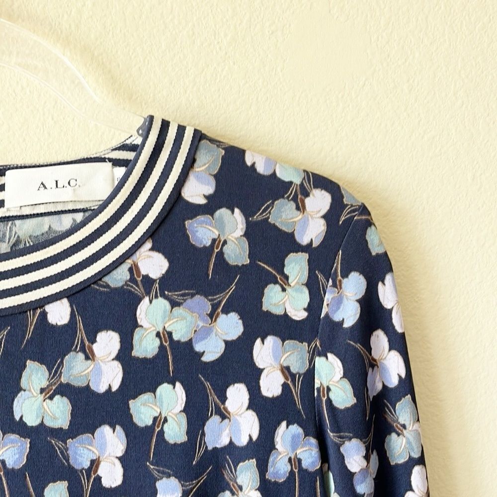 A.L.C. Floral Print 100% Silk Sheath Long Sleeve Dress - Picture 4 of 15